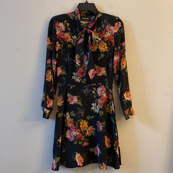 The KOOPLES | Black Floral Long Sleeved Tie Dress women’s XS - Picture 6 of 9